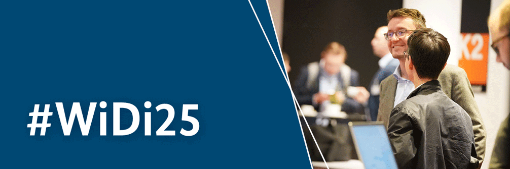 Menschen auf einer Veranstaltung und der Hashtag #WiDi25 Menschen auf einer Veranstaltung und der Hashtag #WiDi25