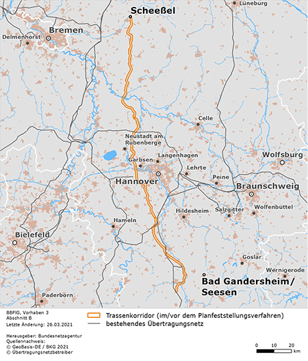 möglicher Trassenverlauf des Abschnitts Scheeßel – Bad Gandersheim / Seesen des BBPlG-Vorhabens 3; eine detaillierte Darstellung finden Sie in den Antragsunterlagen möglicher Trassenverlauf des Abschnitts Scheeßel – Bad Gandersheim / Seesen des BBPlG-Vorhabens 3; eine detaillierte Darstellung finden Sie in den Antragsunterlagen