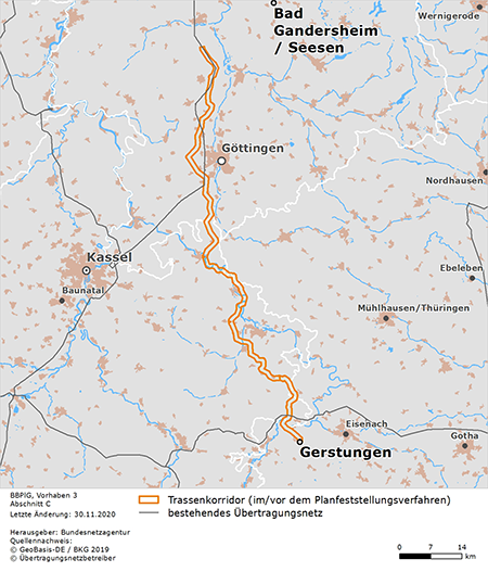 möglicher Trassenverlauf der Abschnitts Bad Gandersheim/Seesen – Gerstungen des BBPlG-Vorhabens 3 möglicher Trassenverlauf der Abschnitts Bad Gandersheim/Seesen – Gerstungen des BBPlG-Vorhabens 3