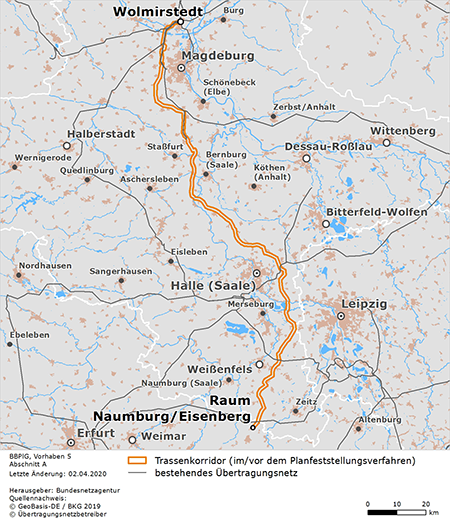 möglicher Trassenverlauf des Abschnitts A (Wolmirstedt – Raum Naumburg/Eisenberg) des BBPlG-Vorhabens 5 möglicher Trassenverlauf des Abschnitts A (Wolmirstedt – Raum Naumburg/Eisenberg) des BBPlG-Vorhabens 5