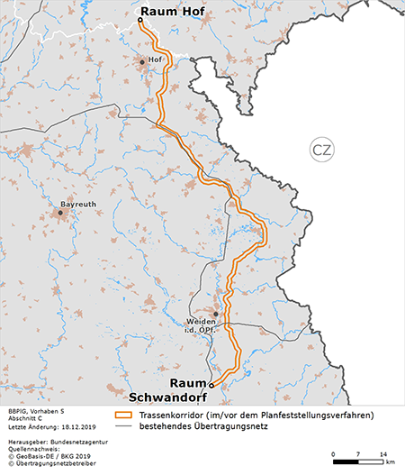 möglicher Trassenverlauf des Abschnitts C (Raum Hof – Raum Schwandorf) des BBPlG-Vorhabens 5 möglicher Trassenverlauf des Abschnitts C (Raum Hof – Raum Schwandorf) des BBPlG-Vorhabens 5