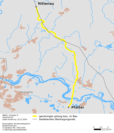 Trassenverlauf des Abschnitts Nittenau – Pfatter des BBPlG-Vorhabens 5 Trassenverlauf des Abschnitts Nittenau – Pfatter des BBPlG-Vorhabens 5