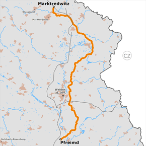 möglicher Trassenverlauf des Abschnitts Marktredwitz – Pfreimd des BBPlG-Vorhabens 5a