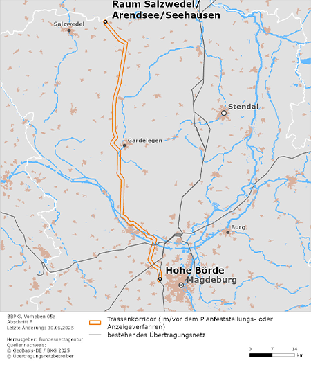 Trassenkorridor des Abschnitts Mechau – Niederndodeleben des BBPlG-Vorhabens 5a Trassenkorridor des Abschnitts Mechau – Niederndodeleben des BBPlG-Vorhabens 5a