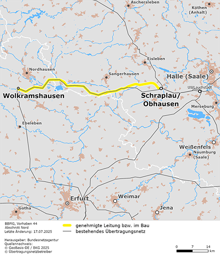 Trassenverlauf des Abschnitts Nord des BBPlG-Vorhabens 44 Trassenverlauf des Abschnitts Nord des BBPlG-Vorhabens 44