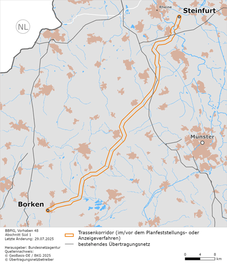 möglicher Trassenverlauf des Abschnitts Steinfurt – Borken des BBPlG-Vorhabens 48 möglicher Trassenverlauf des Abschnitts Steinfurt – Borken des BBPlG-Vorhabens 48