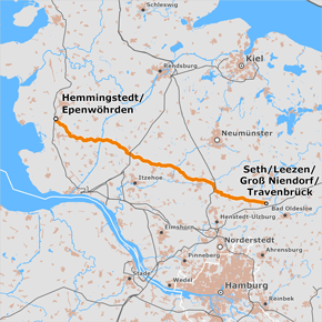 Vorschlagstrasse des Bestandteils Hemmingstedt / Epenwöhrden – Seth / Leezen / Groß Niendorf / Travenbrück (BBPlG-Vorhaben 81e) Vorschlagstrasse des Bestandteils Hemmingstedt / Epenwöhrden – Seth / Leezen / Groß Niendorf / Travenbrück (BBPlG-Vorhaben 81e)