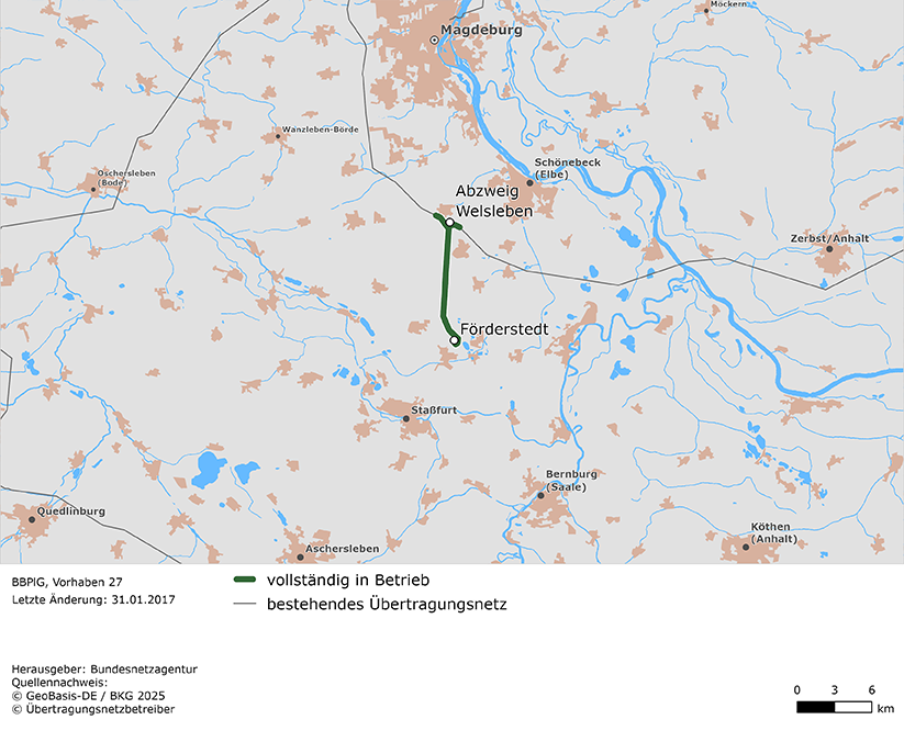 Trassenverlauf der Leitung Abzweig Welsleben – Förderstedt (BBPlG-Vorhaben 27) Trassenverlauf der Leitung Abzweig Welsleben – Förderstedt (BBPlG-Vorhaben 27)