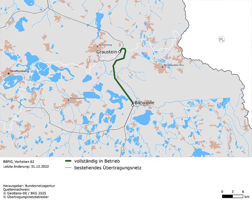 Trassenverlauf der Leitung Graustein – Bärwalde (BBPlG-Vorhaben 62) Trassenverlauf der Leitung Graustein – Bärwalde (BBPlG-Vorhaben 62)