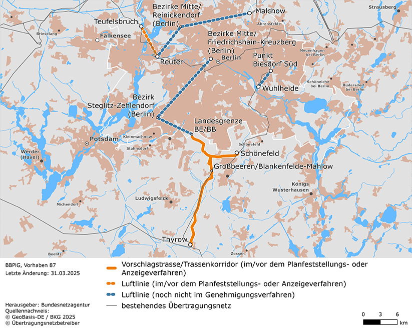 Luftlinien und mögliche Trassenverläufe des Vorhabens Netzausbau und Verstärkung Berlin (BBPlG-Vorhaben 87) Luftlinien und mögliche Trassenverläufe des Vorhabens Netzausbau und Verstärkung Berlin (BBPlG-Vorhaben 87)