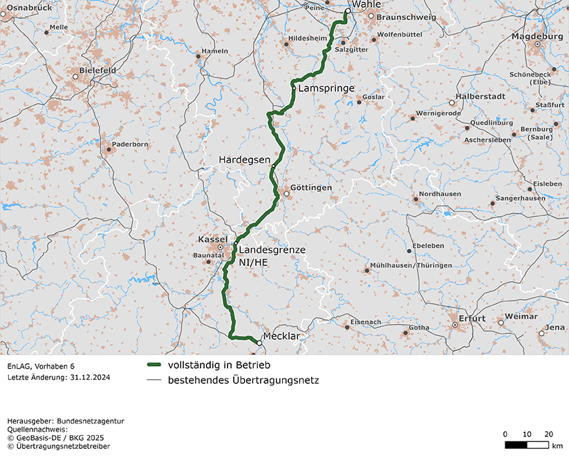 Trassenverlauf der Leitung Wahle - Mecklar (EnLAG-Vorhaben 6) Trassenverlauf der Leitung Wahle - Mecklar (EnLAG-Vorhaben 6)