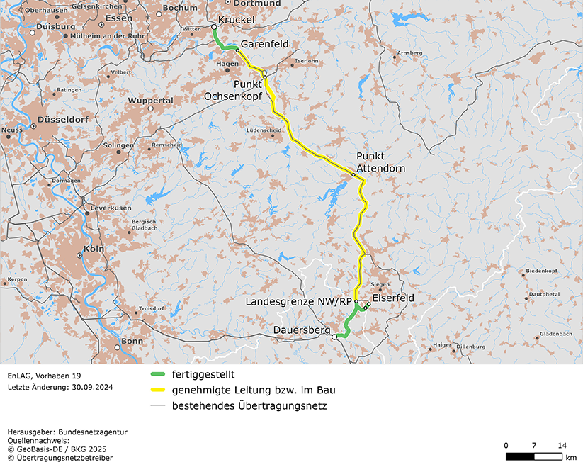 Trassenverlauf der Leitung Kruckel - Dauersberg (EnLAG-Vorhaben 19) Trassenverlauf der Leitung Kruckel - Dauersberg (EnLAG-Vorhaben 19)